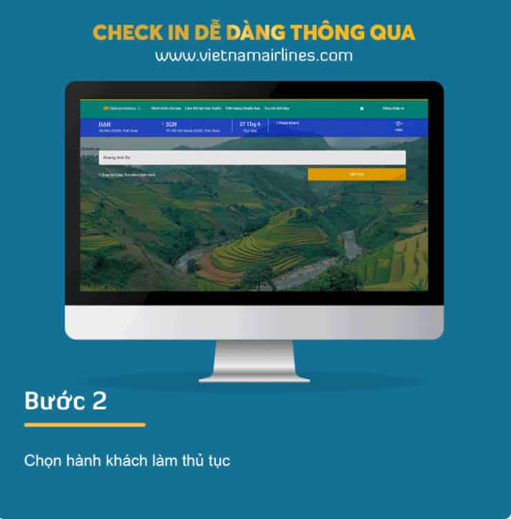 Chec in online Vietnam Airlines trên máy tính - điền thông tin