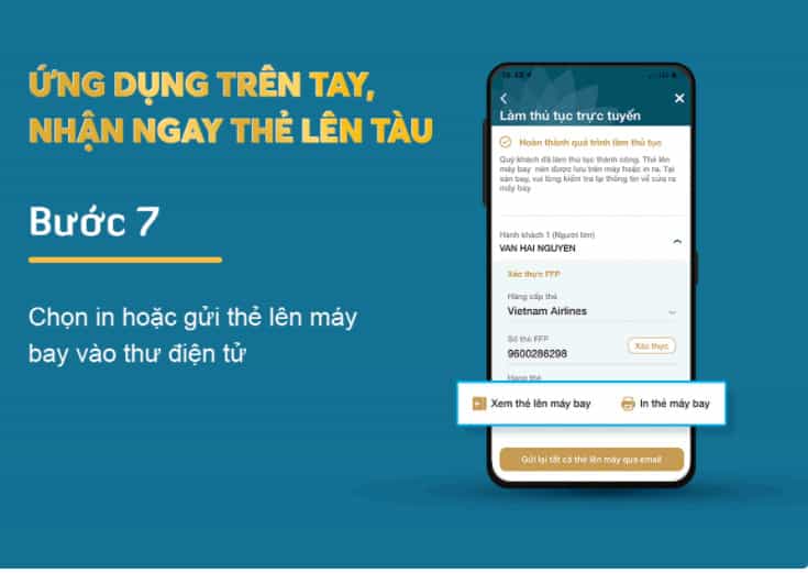 Check in Vietnam Airlines - chọn in thẻ