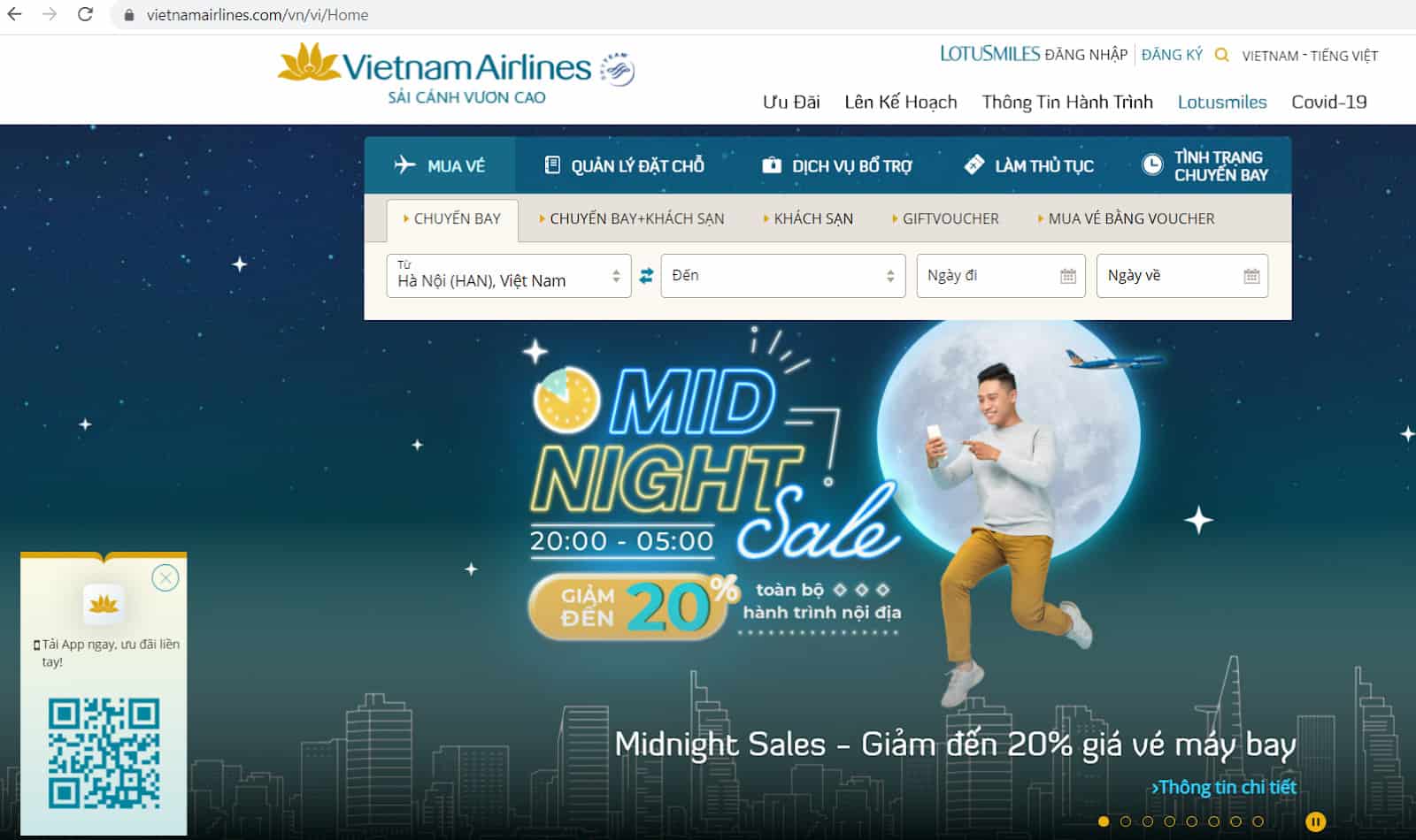 Hướng dẫn hoàn đổi vé Vietnam Airlines - Truy cập trang web