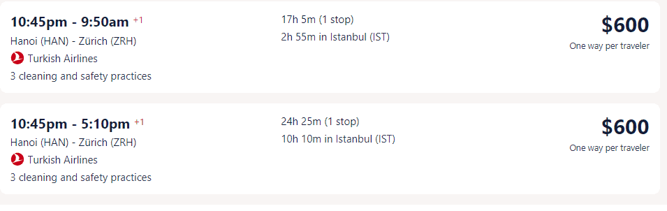 Vé máy bay đi Thuỵ Sĩ - Hãng Turkish Airlines