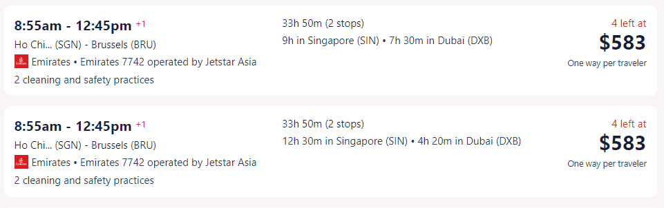 Giá vé máy bay đi Bỉ hãng Emirates từ TPHCM