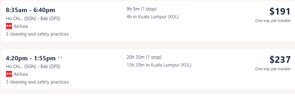 Giá vé máy bay air asia đi Indonesia bali từ Hồ Chí Minh 