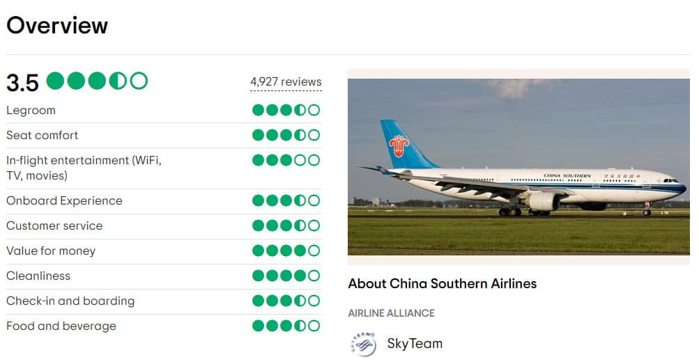 Đánh giá hãng bay China Southern Airlines trên Tripadvisors - vé máy bay đi Quảng Châu