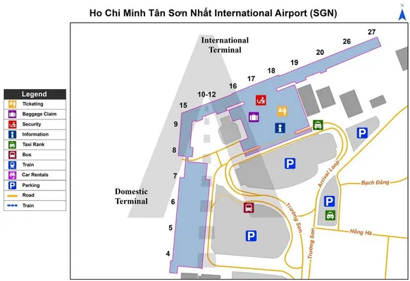 Tan Son Nhat International Airport Map - Terminal 1 & 2
