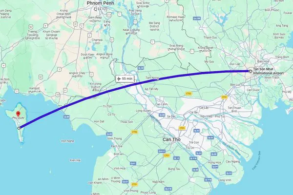 The distance From Ho Chi Minh Airport To Phu Quoc